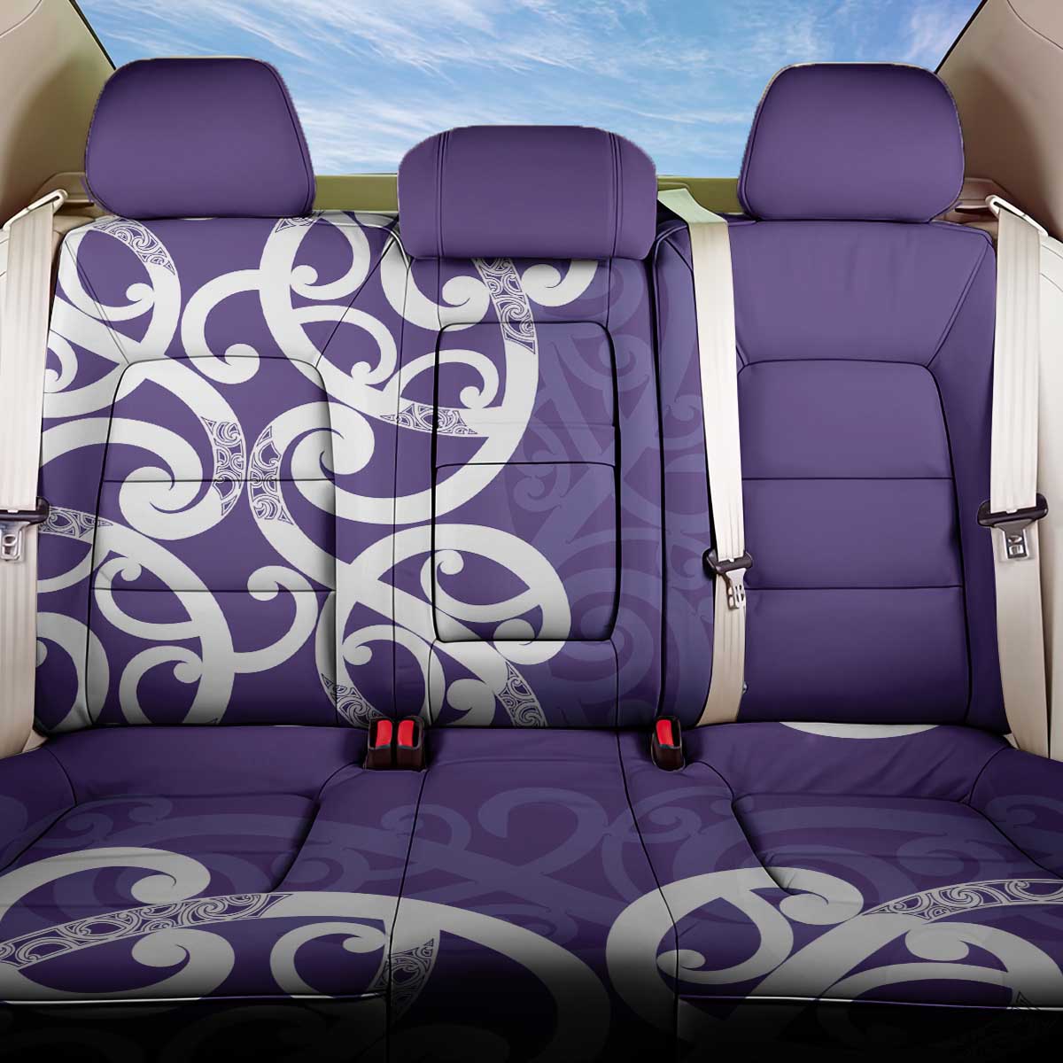 Violet Green Maori Back Car Seat Cover Koru Kowhaiwhai - Aussie Hoodie