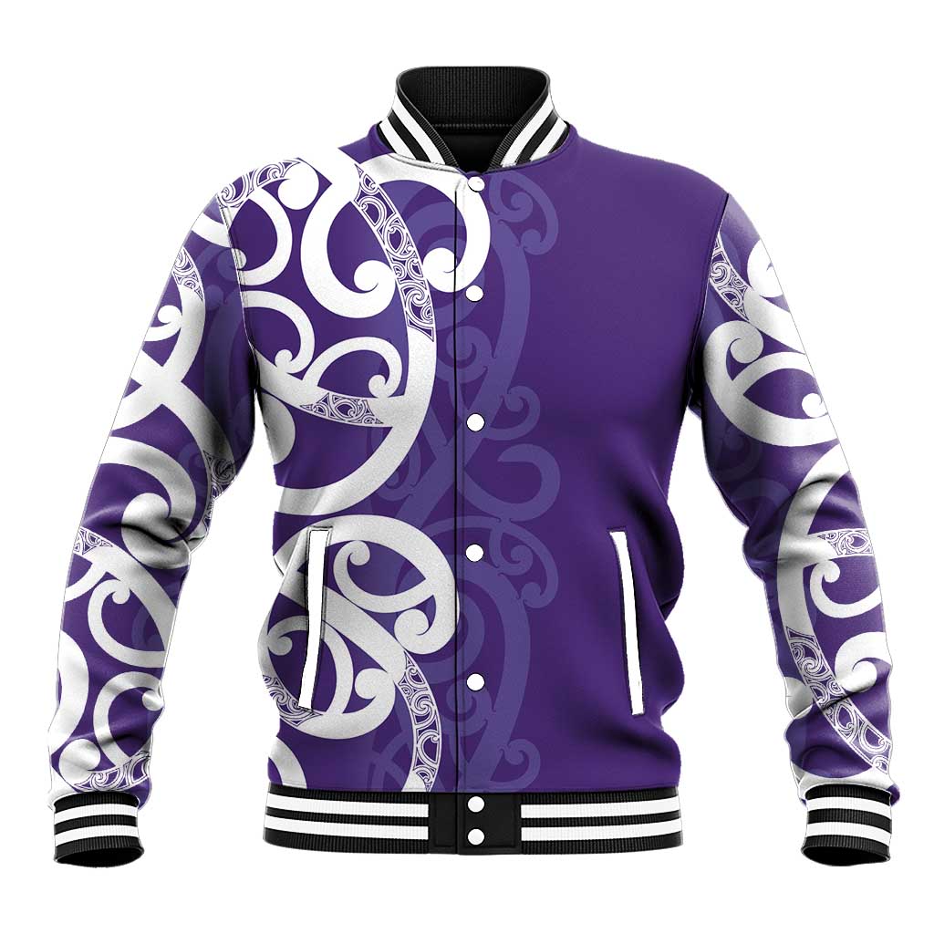 Violet Green Maori Baseball Jacket Koru Kowhaiwhai - Aussie Hoodie
