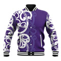 Violet Green Maori Baseball Jacket Koru Kowhaiwhai - Aussie Hoodie