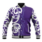 Violet Green Maori Baseball Jacket Koru Kowhaiwhai - Aussie Hoodie