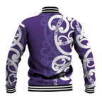 Violet Green Maori Baseball Jacket Koru Kowhaiwhai - Aussie Hoodie