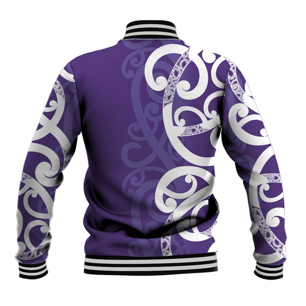 Violet Green Maori Baseball Jacket Koru Kowhaiwhai - Aussie Hoodie