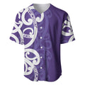 Violet Green Maori Baseball Jersey Koru Kowhaiwhai - Aussie Hoodie