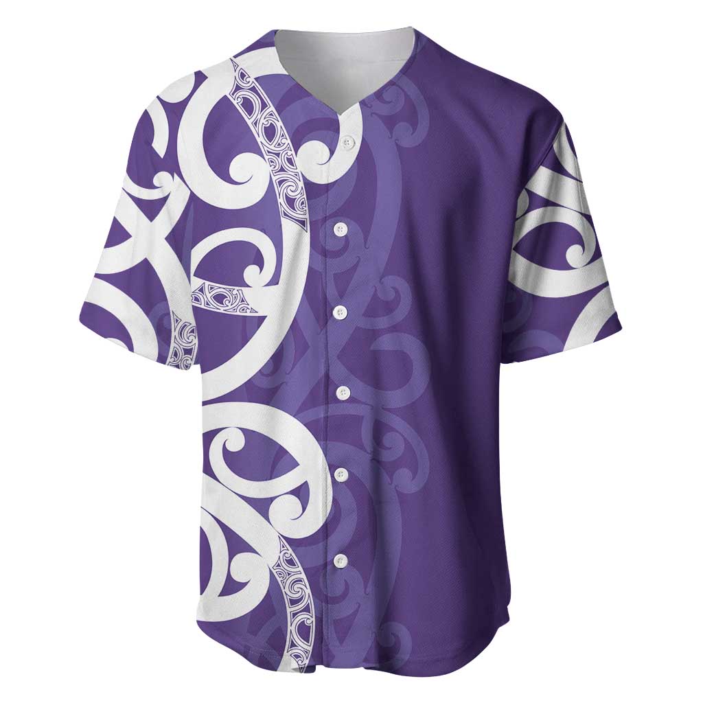 Violet Green Maori Baseball Jersey Koru Kowhaiwhai - Aussie Hoodie