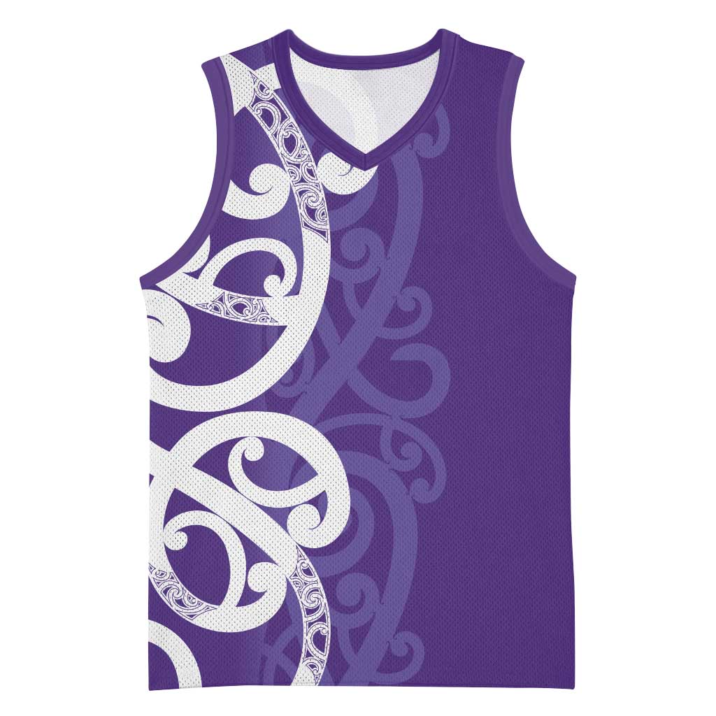Violet Green Maori Basketball Jersey Koru Kowhaiwhai - Aussie Hoodie