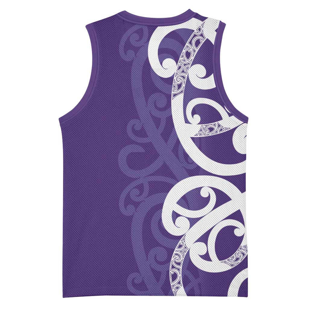 Violet Green Maori Basketball Jersey Koru Kowhaiwhai - Aussie Hoodie