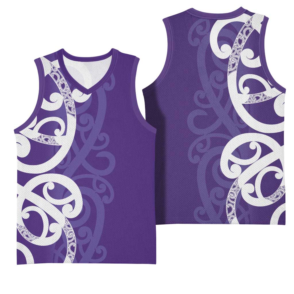 Violet Green Maori Basketball Jersey Koru Kowhaiwhai - Aussie Hoodie