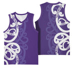 Violet Green Maori Basketball Jersey Koru Kowhaiwhai - Aussie Hoodie