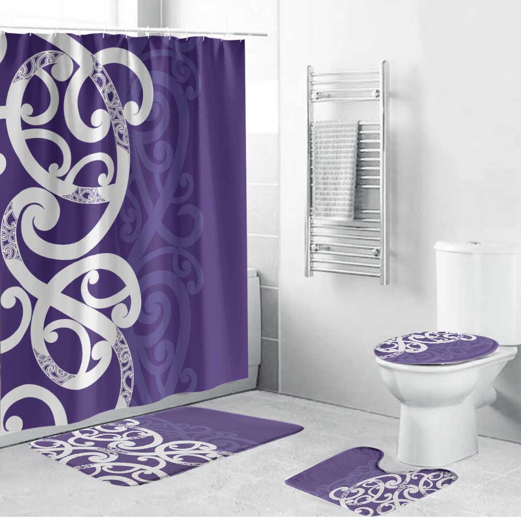 Violet Green Maori Bathroom Set Koru Kowhaiwhai - Aussie Hoodie