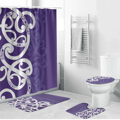 Violet Green Maori Bathroom Set Koru Kowhaiwhai - Aussie Hoodie