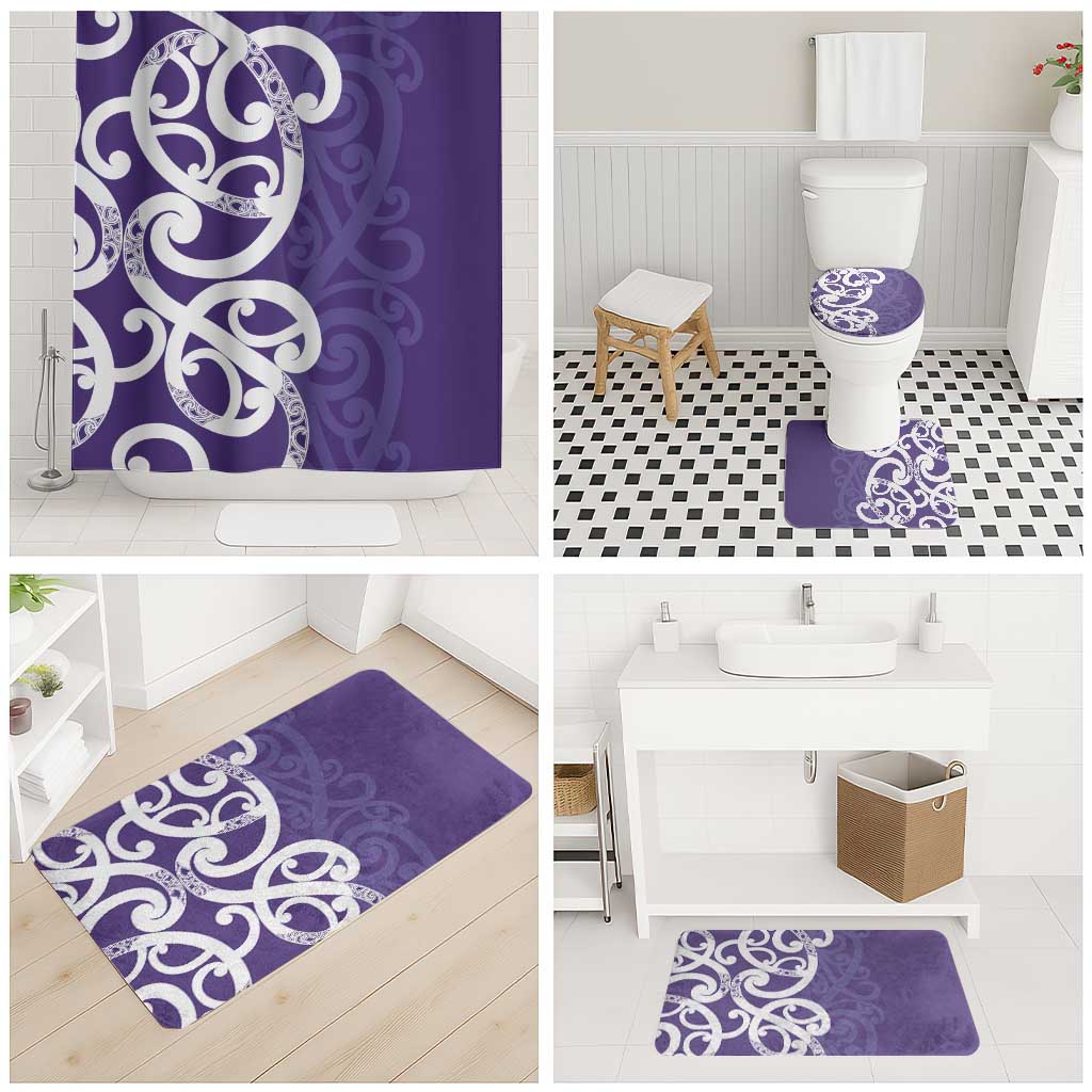 Violet Green Maori Bathroom Set Koru Kowhaiwhai - Aussie Hoodie