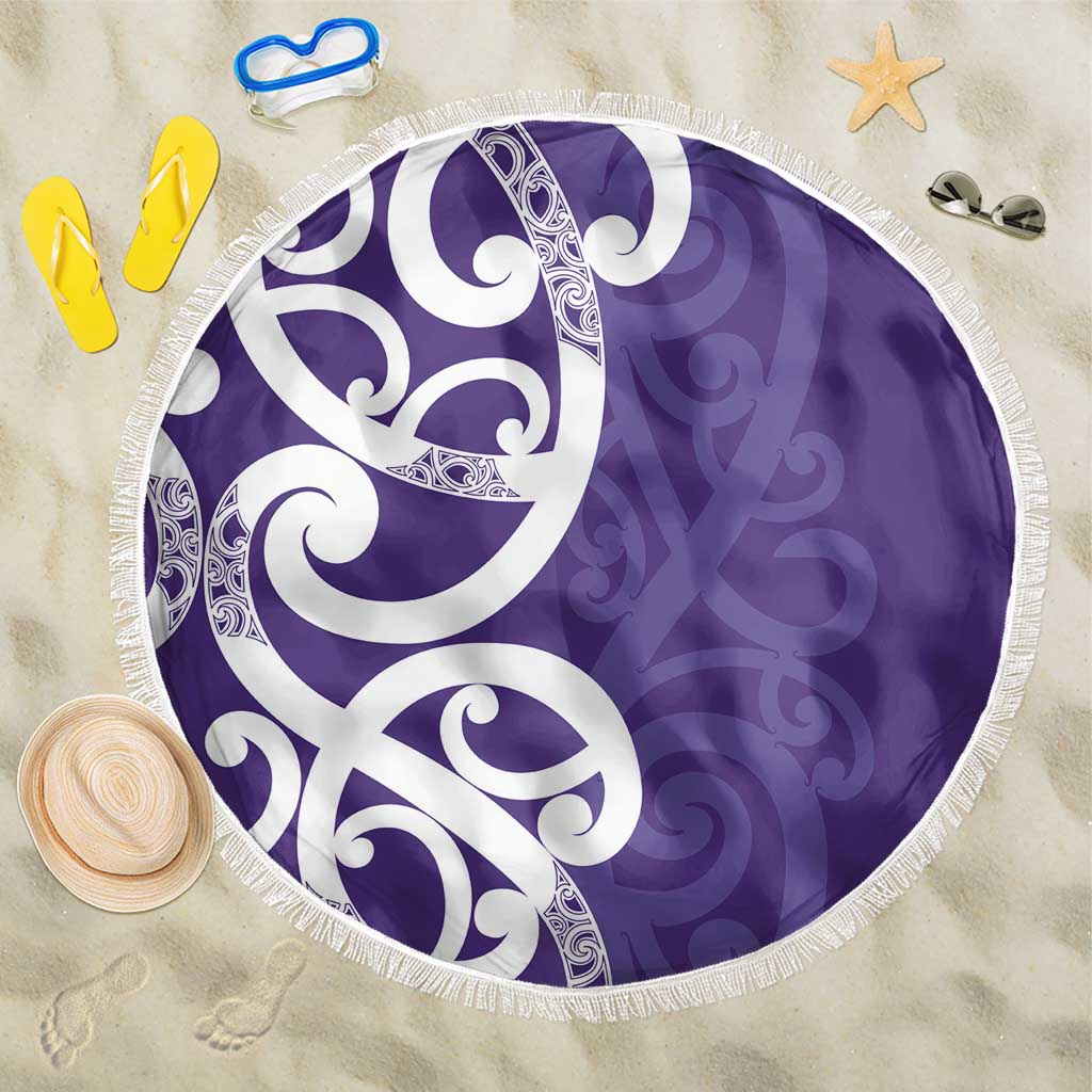 Violet Green Maori Beach Blanket Koru Kowhaiwhai - Aussie Hoodie
