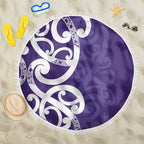 Violet Green Maori Beach Blanket Koru Kowhaiwhai - Aussie Hoodie