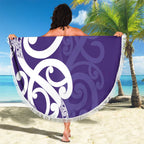 Violet Green Maori Beach Blanket Koru Kowhaiwhai - Aussie Hoodie