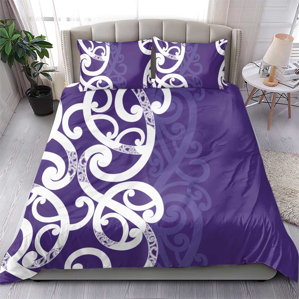 Violet Green Maori Bedding Set Koru Kowhaiwhai - Aussie Hoodie