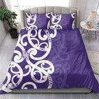 Violet Green Maori Bedding Set Koru Kowhaiwhai - Aussie Hoodie