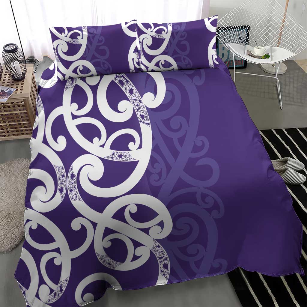 Violet Green Maori Bedding Set Koru Kowhaiwhai - Aussie Hoodie