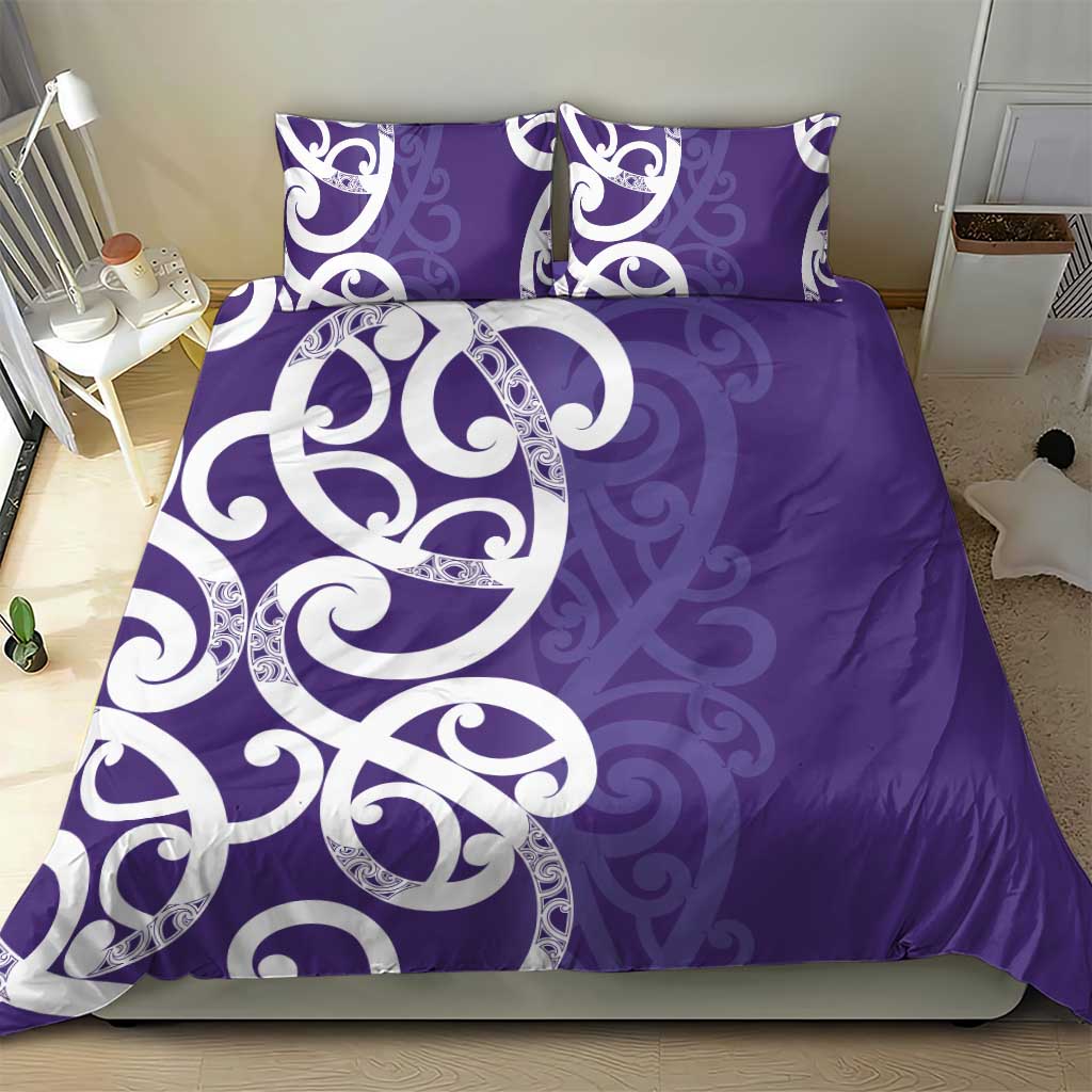 Violet Green Maori Bedding Set Koru Kowhaiwhai - Aussie Hoodie