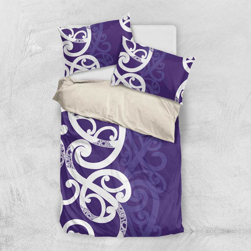 Violet Green Maori Bedding Set Koru Kowhaiwhai - Aussie Hoodie