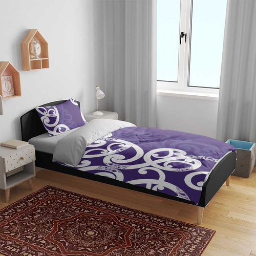 Violet Green Maori Bedding Set Koru Kowhaiwhai - Aussie Hoodie