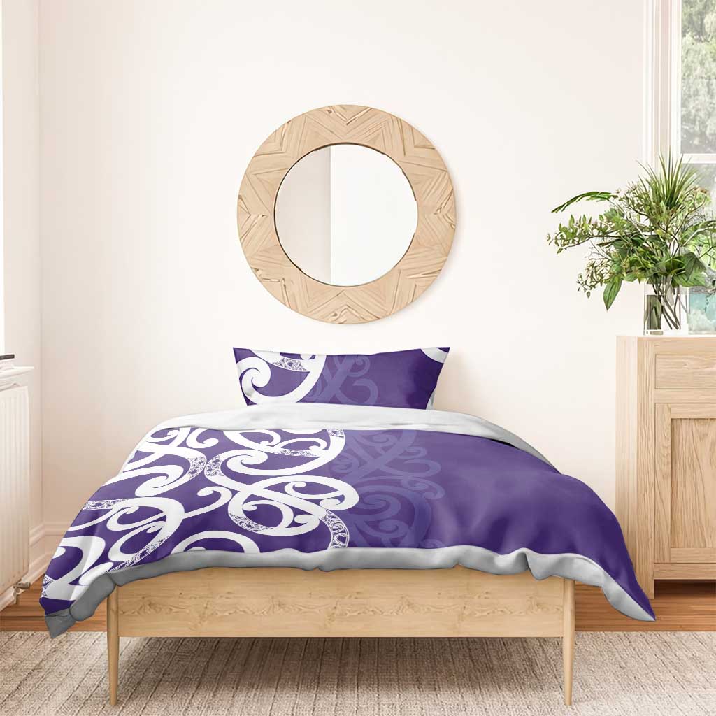 Violet Green Maori Bedding Set Koru Kowhaiwhai - Aussie Hoodie