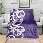 Violet Green Maori Blanket Koru Kowhaiwhai - Aussie Hoodie