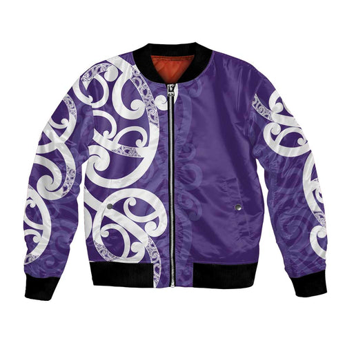Violet Green Maori Bomber Jacket Koru Kowhaiwhai - Aussie Hoodie