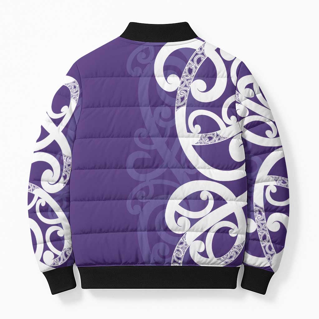 Violet Green Maori Bomber Puffer Jacket Koru Kowhaiwhai - Aussie Hoodie