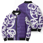 Violet Green Maori Bomber Puffer Jacket Koru Kowhaiwhai - Aussie Hoodie