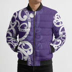 Violet Green Maori Bomber Puffer Jacket Koru Kowhaiwhai - Aussie Hoodie
