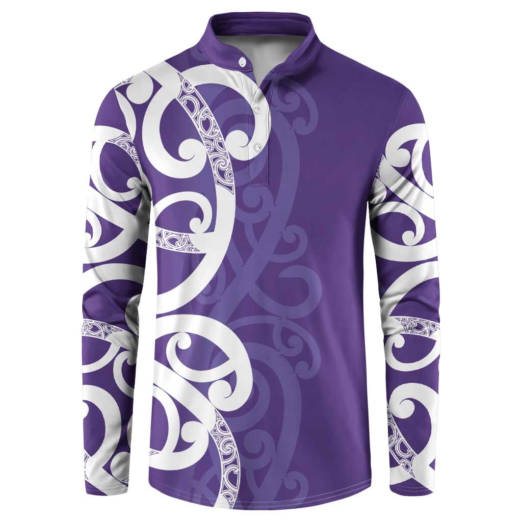 Violet Green Maori Button Sweatshirt Koru Kowhaiwhai - Aussie Hoodie
