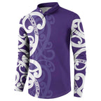 Violet Green Maori Button Sweatshirt Koru Kowhaiwhai - Aussie Hoodie