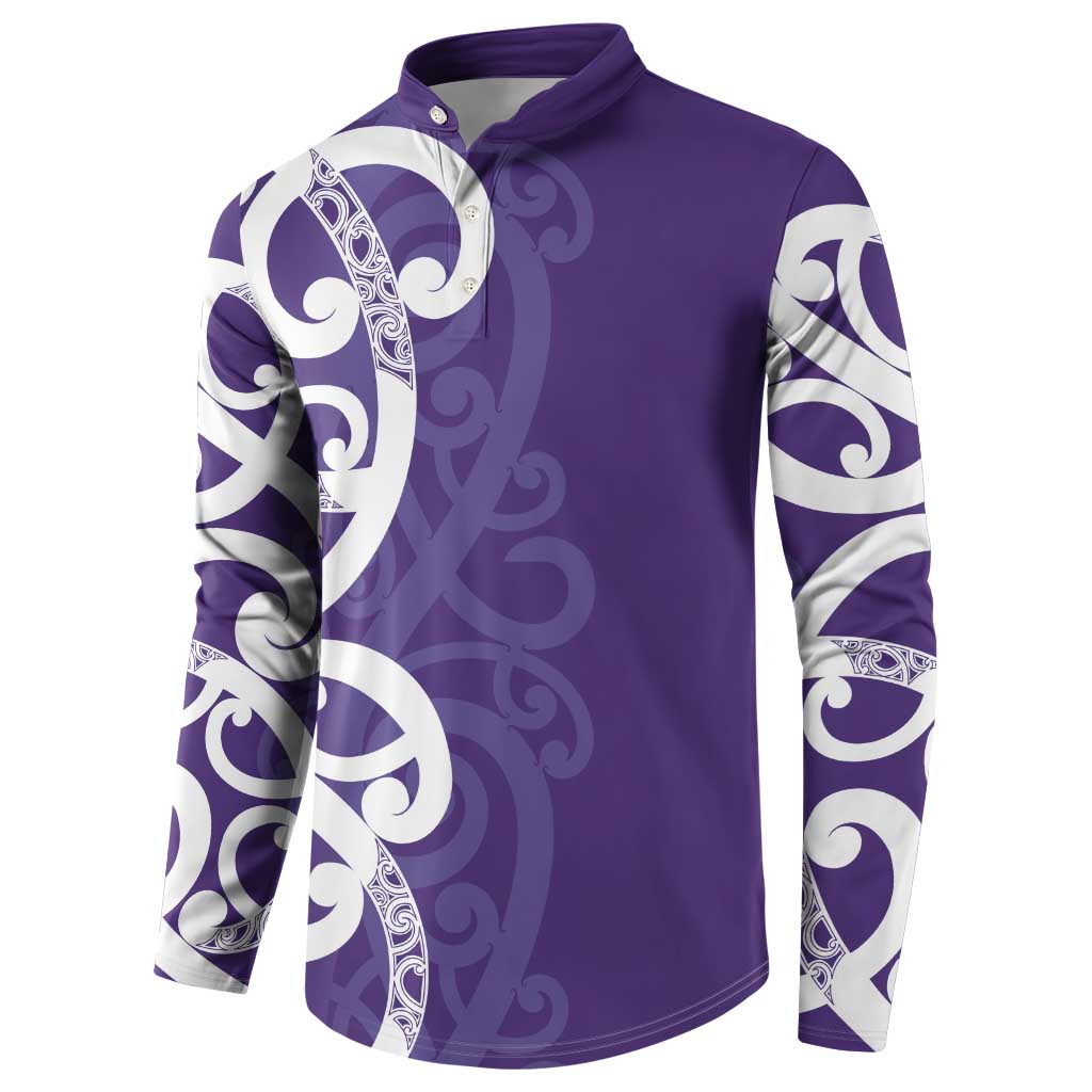 Violet Green Maori Button Sweatshirt Koru Kowhaiwhai - Aussie Hoodie