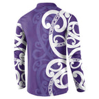 Violet Green Maori Button Sweatshirt Koru Kowhaiwhai - Aussie Hoodie