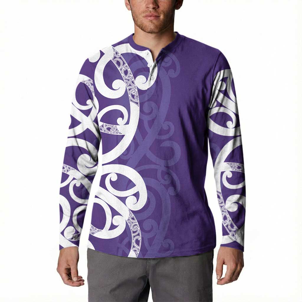 Violet Green Maori Button Sweatshirt Koru Kowhaiwhai - Aussie Hoodie