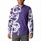 Violet Green Maori Button Sweatshirt Koru Kowhaiwhai - Aussie Hoodie