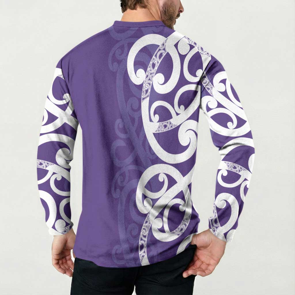 Violet Green Maori Button Sweatshirt Koru Kowhaiwhai - Aussie Hoodie