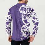 Violet Green Maori Button Sweatshirt Koru Kowhaiwhai - Aussie Hoodie