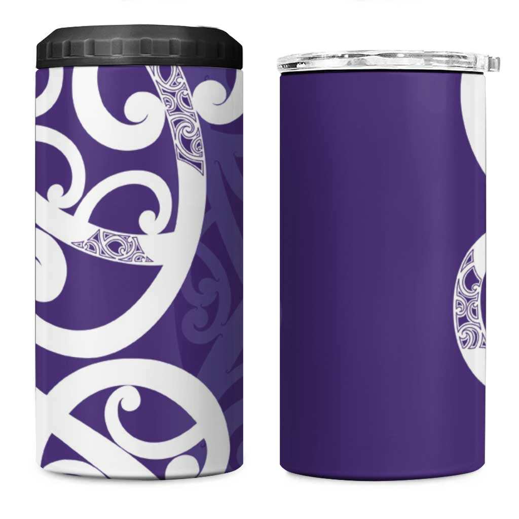 Violet Green Maori 4 in 1 Can Cooler Tumbler Koru Kowhaiwhai - Aussie Hoodie