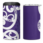 Violet Green Maori 4 in 1 Can Cooler Tumbler Koru Kowhaiwhai - Aussie Hoodie