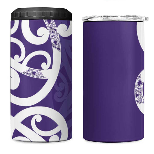 Violet Green Maori 4 in 1 Can Cooler Tumbler Koru Kowhaiwhai - Aussie Hoodie