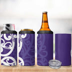 Violet Green Maori 4 in 1 Can Cooler Tumbler Koru Kowhaiwhai - Aussie Hoodie