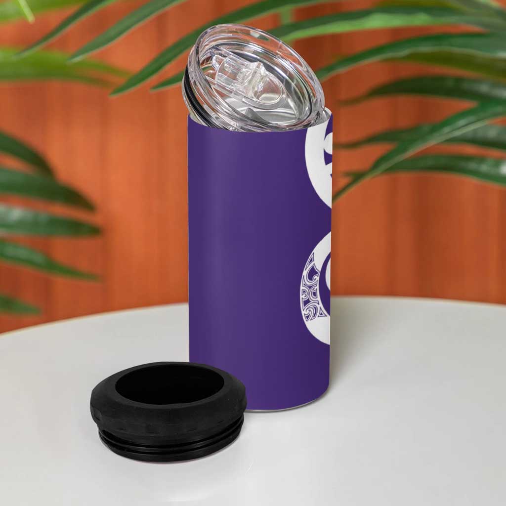 Violet Green Maori 4 in 1 Can Cooler Tumbler Koru Kowhaiwhai - Aussie Hoodie