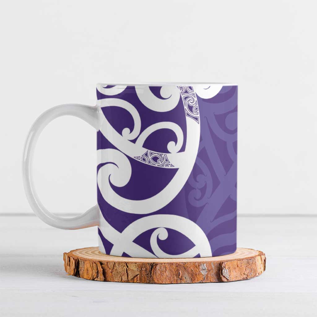 Violet Green Maori Ceramic Mug Koru Kowhaiwhai - Aussie Hoodie