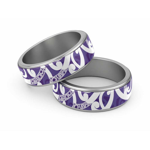 Violet Green Maori Classic Ring Koru Kowhaiwhai