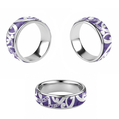 Violet Green Maori Classic Ring Koru Kowhaiwhai