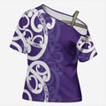 Violet Green Maori Cross Shoulder Shirt Koru Kowhaiwhai - Aussie Hoodie