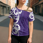 Violet Green Maori Cross Shoulder Shirt Koru Kowhaiwhai - Aussie Hoodie
