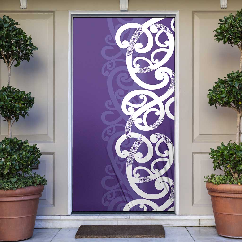 Violet Green Maori Door Cover Koru Kowhaiwhai - Aussie Hoodie