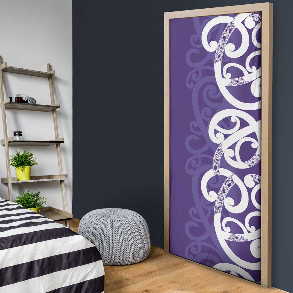 Violet Green Maori Door Cover Koru Kowhaiwhai - Aussie Hoodie